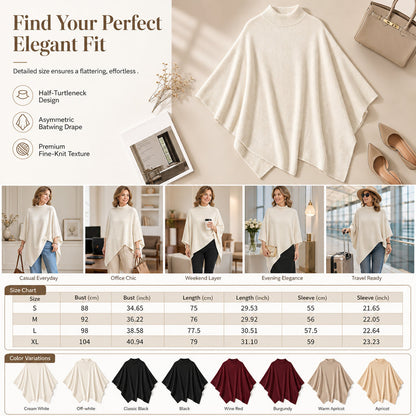 Women's Elegant Knitted Shawl Wrap Solid Color Loose Fit Versatile Cape