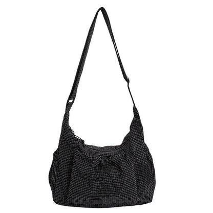👜 Soft Shape, Standout Style | Plaid Ruched Cloud Bag with Adjustable Strap