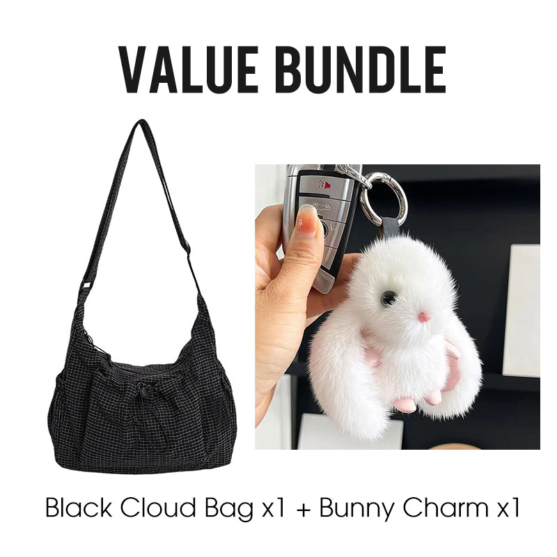 👜 Soft Shape, Standout Style | Plaid Ruched Cloud Bag with Adjustable Strap