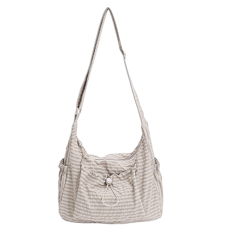 👜 Soft Shape, Standout Style | Plaid Ruched Cloud Bag with Adjustable Strap