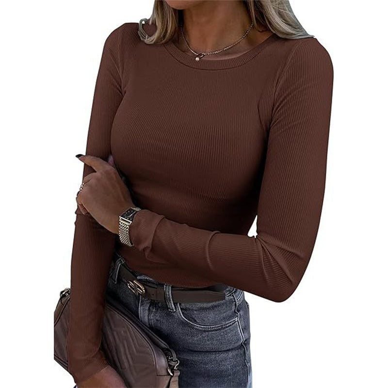 🧶 Ribbed Texture, Easy Everyday Fit | Women's Classic Crew-Neck Knit Top🧥