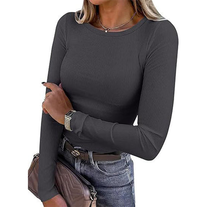 🧶 Ribbed Texture, Easy Everyday Fit | Women's Classic Crew-Neck Knit Top🧥