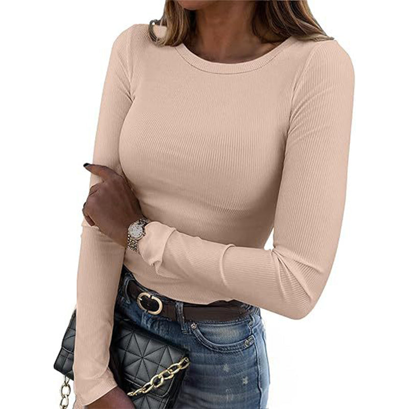 🧶 Ribbed Texture, Easy Everyday Fit | Women's Classic Crew-Neck Knit Top🧥
