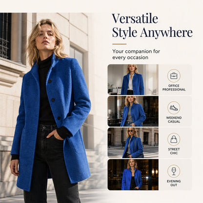 🧥Women's Vintage Stand Collar Woolen Coat