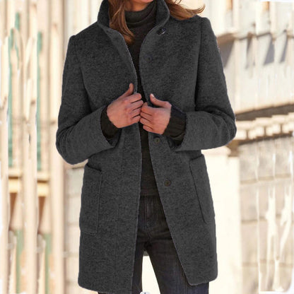 🧥Women's Vintage Stand Collar Woolen Coat