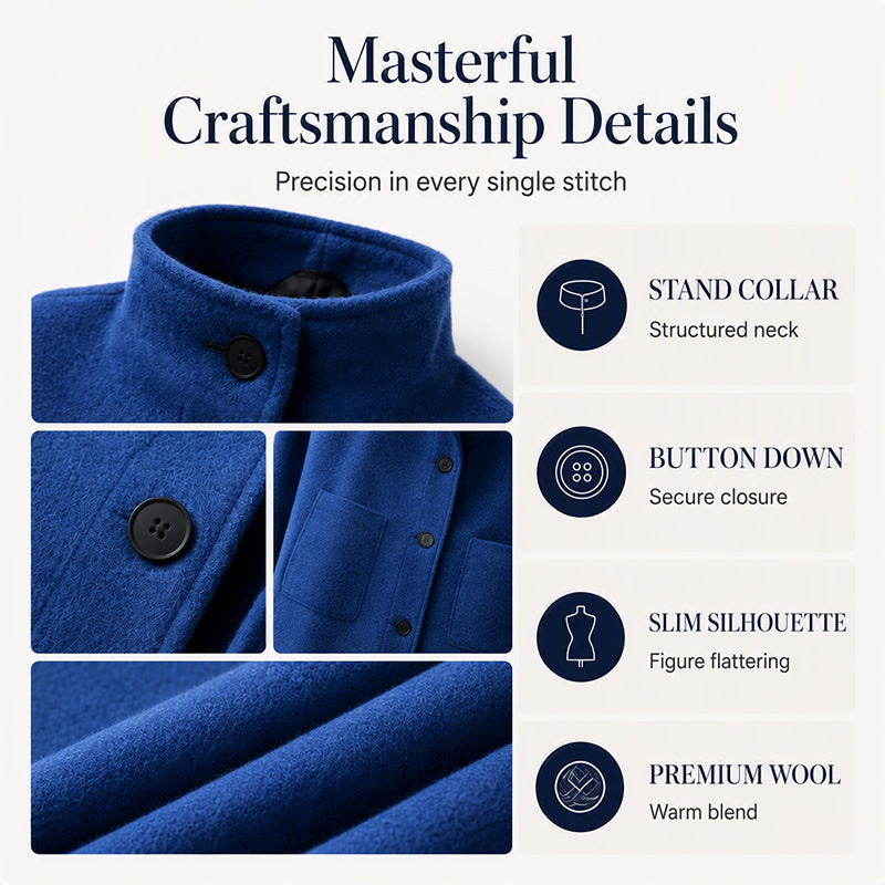 🧥Women's Vintage Stand Collar Woolen Coat