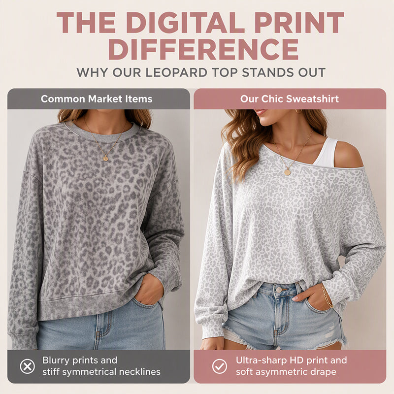Women's Chic Asymmetric Leopard Print Top