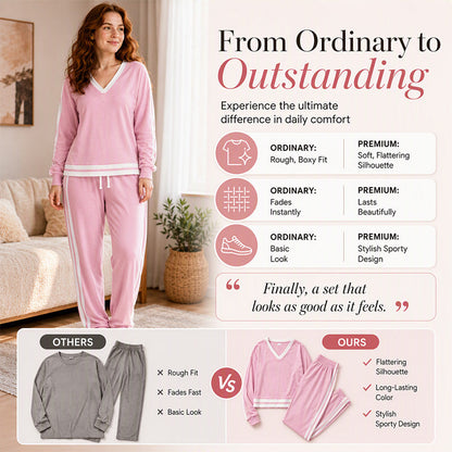 Women's V-Neck Pullover & Wide-Leg Pants Set