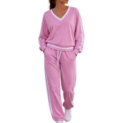 Women's V-Neck Pullover & Wide-Leg Pants Set