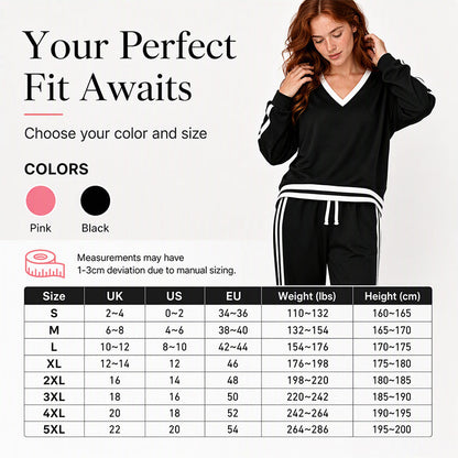 Women's V-Neck Pullover & Wide-Leg Pants Set
