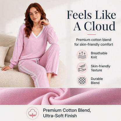 Women's V-Neck Pullover & Wide-Leg Pants Set