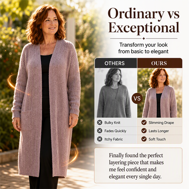 ✨ Effortless Layering | Women’s Ribbed Knit Long-Line Cardigan