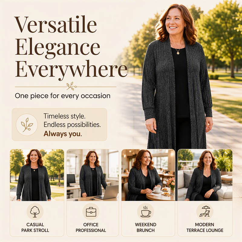 ✨ Effortless Layering | Women’s Ribbed Knit Long-Line Cardigan