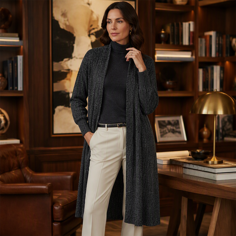 ✨ Effortless Layering | Women’s Ribbed Knit Long-Line Cardigan