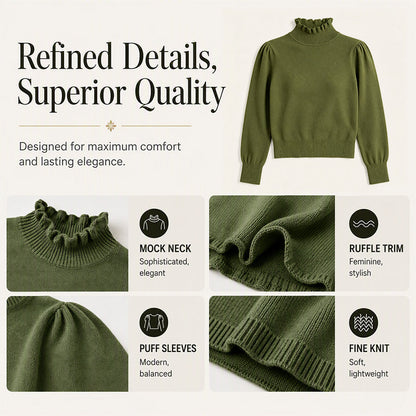 🌸 Ruffle Detail, Effortless Elegance | Women's Knit Long-Sleeve Top