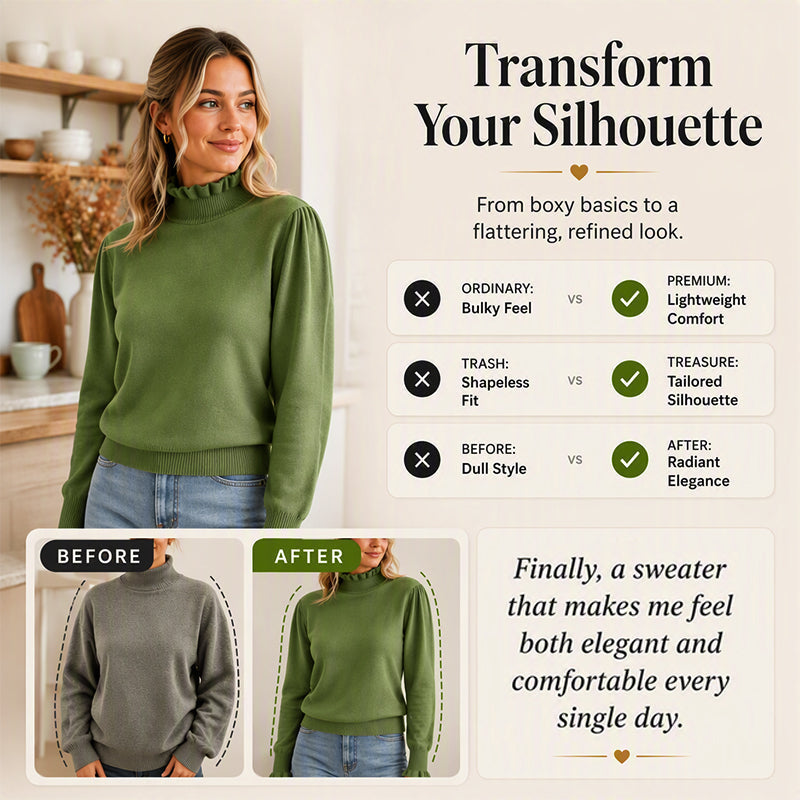 🌸 Ruffle Detail, Effortless Elegance | Women's Knit Long-Sleeve Top
