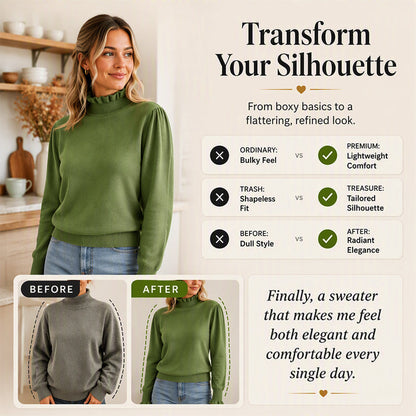 🌸 Ruffle Detail, Effortless Elegance | Women's Knit Long-Sleeve Top