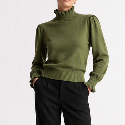 🌸 Ruffle Detail, Effortless Elegance | Women's Knit Long-Sleeve Top