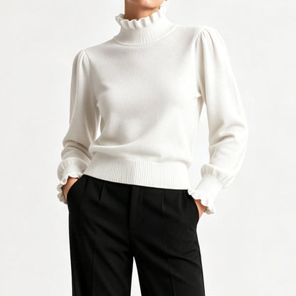 🌸 Ruffle Detail, Effortless Elegance | Women's Knit Long-Sleeve Top