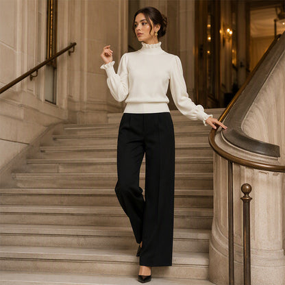 🌸 Ruffle Detail, Effortless Elegance | Women's Knit Long-Sleeve Top