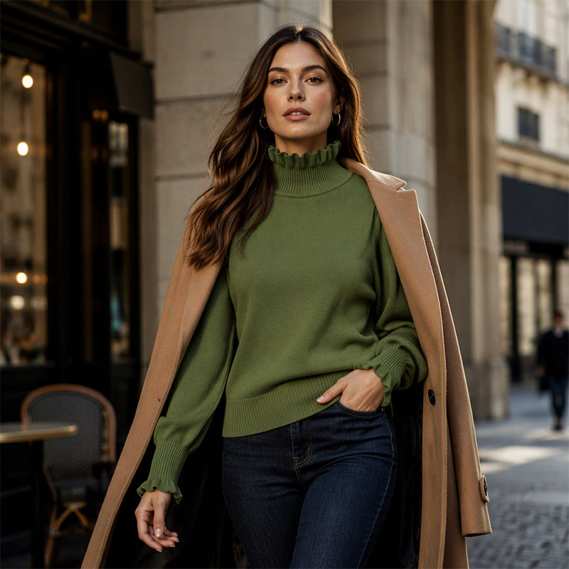 🌸 Ruffle Detail, Effortless Elegance | Women's Knit Long-Sleeve Top