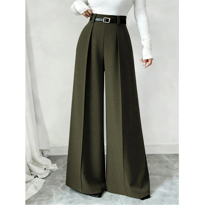 💼 Polished from Work to Weekend | Women's High-Waist Drape Wide-Leg Pants