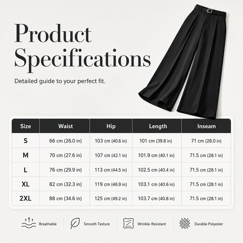 💼 Polished from Work to Weekend | Women's High-Waist Drape Wide-Leg Pants