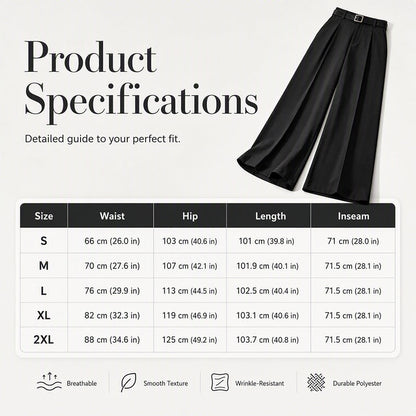 💼 Polished from Work to Weekend | Women's High-Waist Drape Wide-Leg Pants