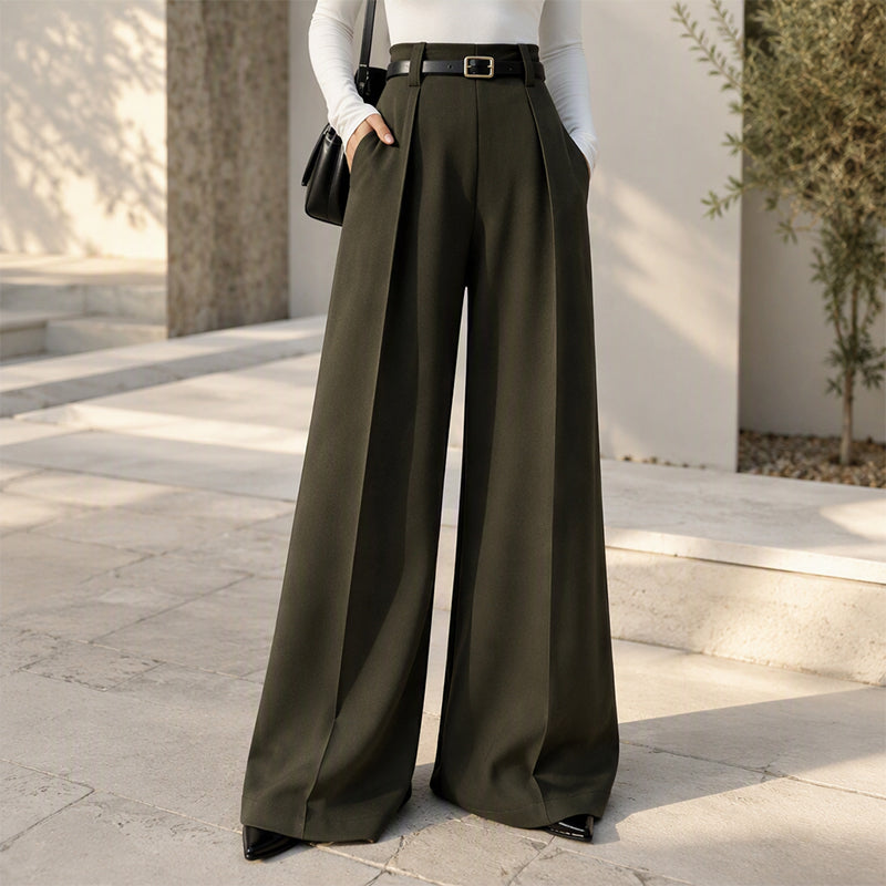 💼 Polished from Work to Weekend | Women's High-Waist Drape Wide-Leg Pants