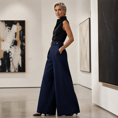 💼 Polished from Work to Weekend | Women's High-Waist Drape Wide-Leg Pants