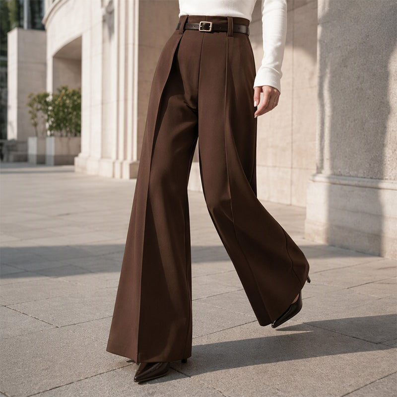 💼 Polished from Work to Weekend | Women's High-Waist Drape Wide-Leg Pants