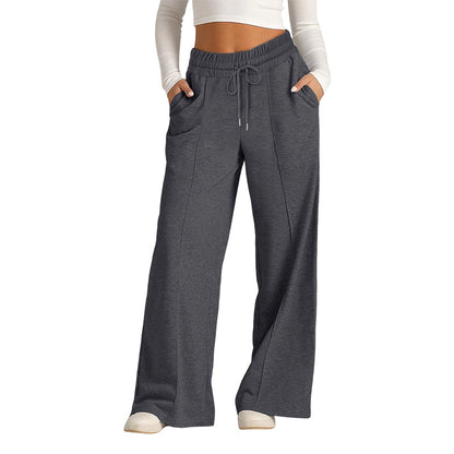 ✨ Effortless Wide-Leg Style | Women’s High-Waist Drawstring Pants