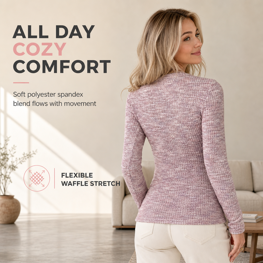 🌸Hot Sale 40% OFF💖Women's Long Sleeve V-Neck Half Zip Knit Top