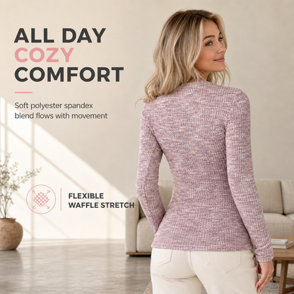 🌸Hot Sale 40% OFF💖Women's Long Sleeve V-Neck Half Zip Knit Top