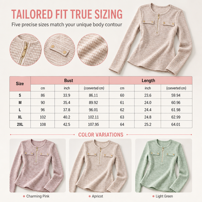 🌸Hot Sale 40% OFF💖Women's Long Sleeve V-Neck Half Zip Knit Top