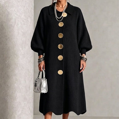 🖤Black Friday Sale:50% OFF🖤✨Women's Lantern Sleeve Ribbed Knit Maxi Dress