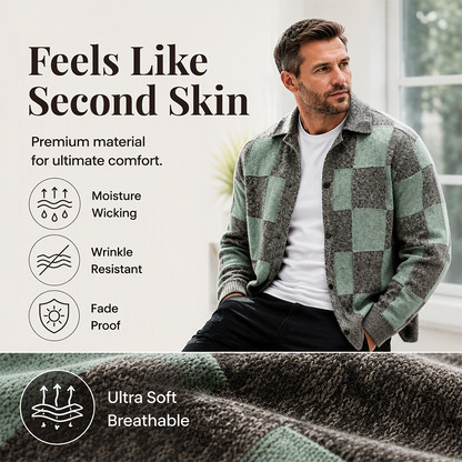🧥Men's Vintage Checkerboard Button-Down Knit Sweater