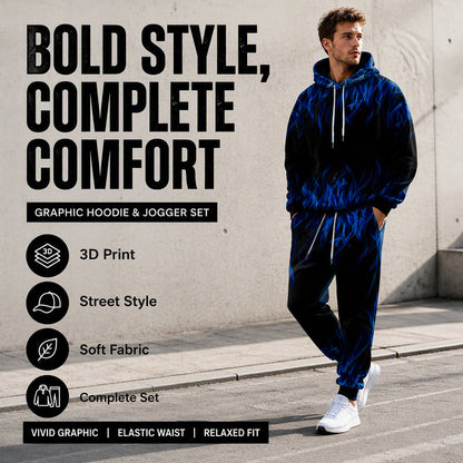 🖤Black Friday Sale:55% OFF🖤 🐅Men's Printed Hoodie & Sweatpants Set