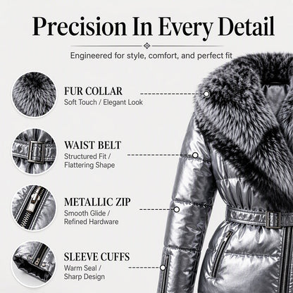 Women's Padded Jacket With Faux Fur Collar