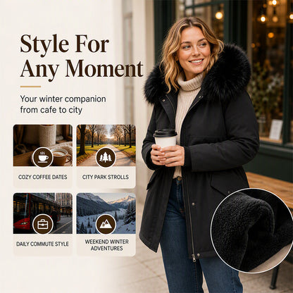 Women's Mid-Length Plush-Lined Parka Jacket