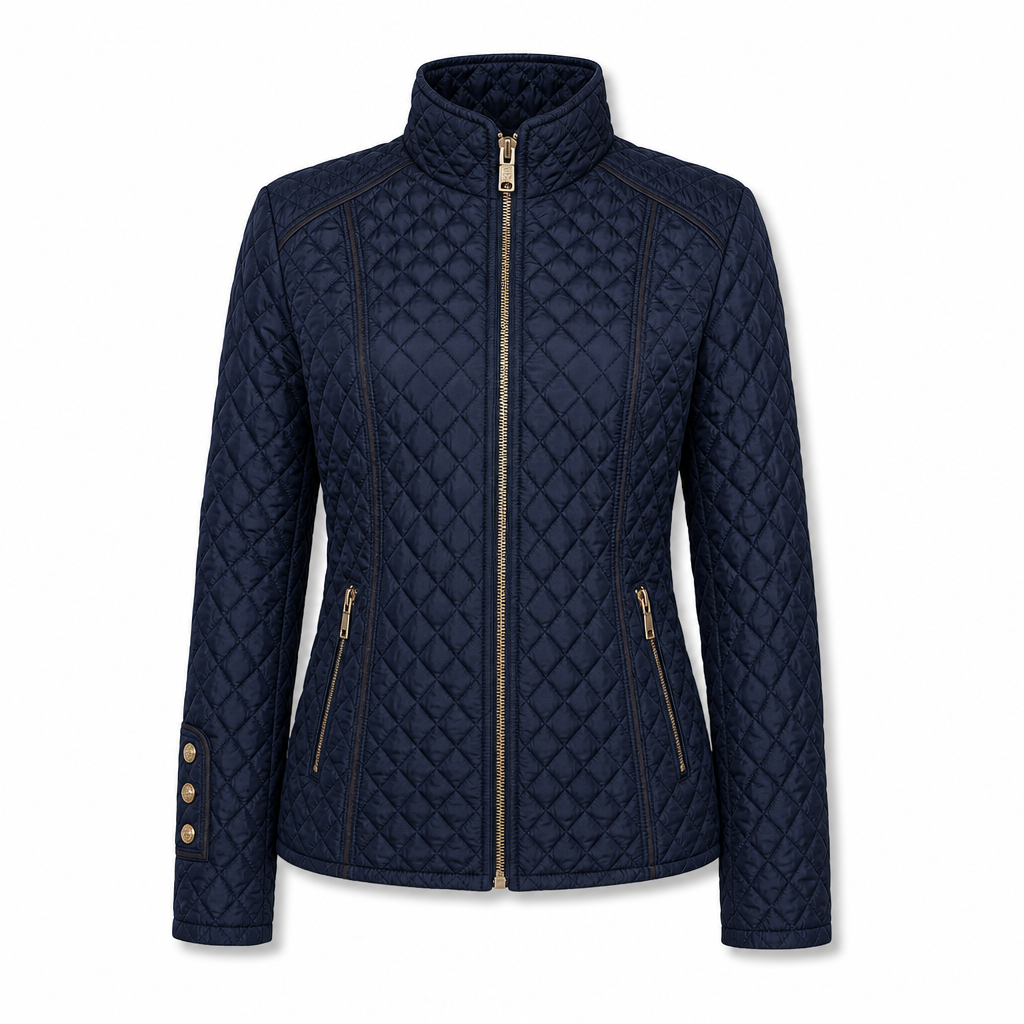 Women's Lightweight Quilted Padded Zipper with Stand Collar for Spring and Winter