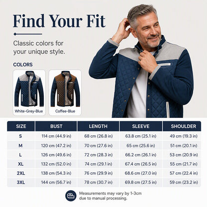 Men's Casual Stand Collar Warm Quilted Jacket