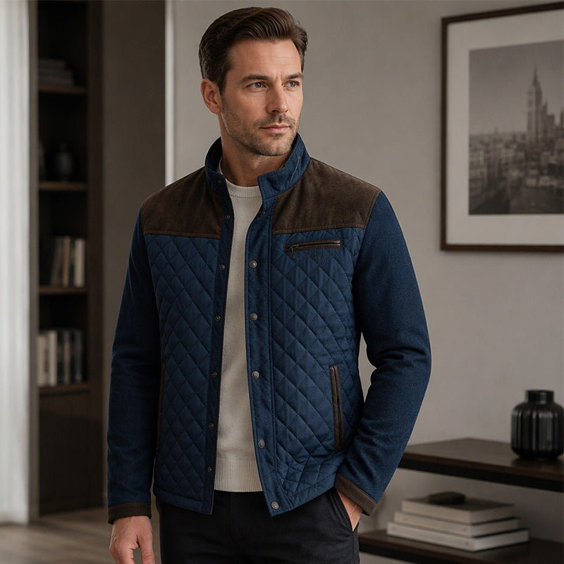 Men's Casual Stand Collar Warm Quilted Jacket