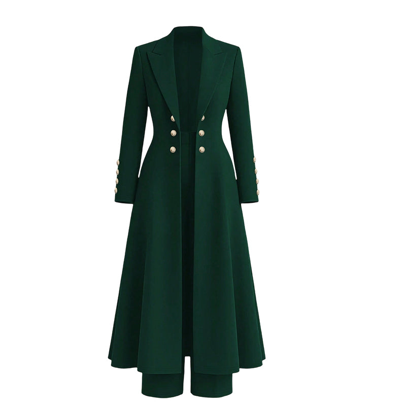 ✨ Women's Double-Breasted Long Knit Coat & Straight-Leg Pants Set – Flattering Tailored Silhouette, Chic Gold-Tone Buttons & Sophisticated Style for Effortless Fall & Winter Outfits! 💕