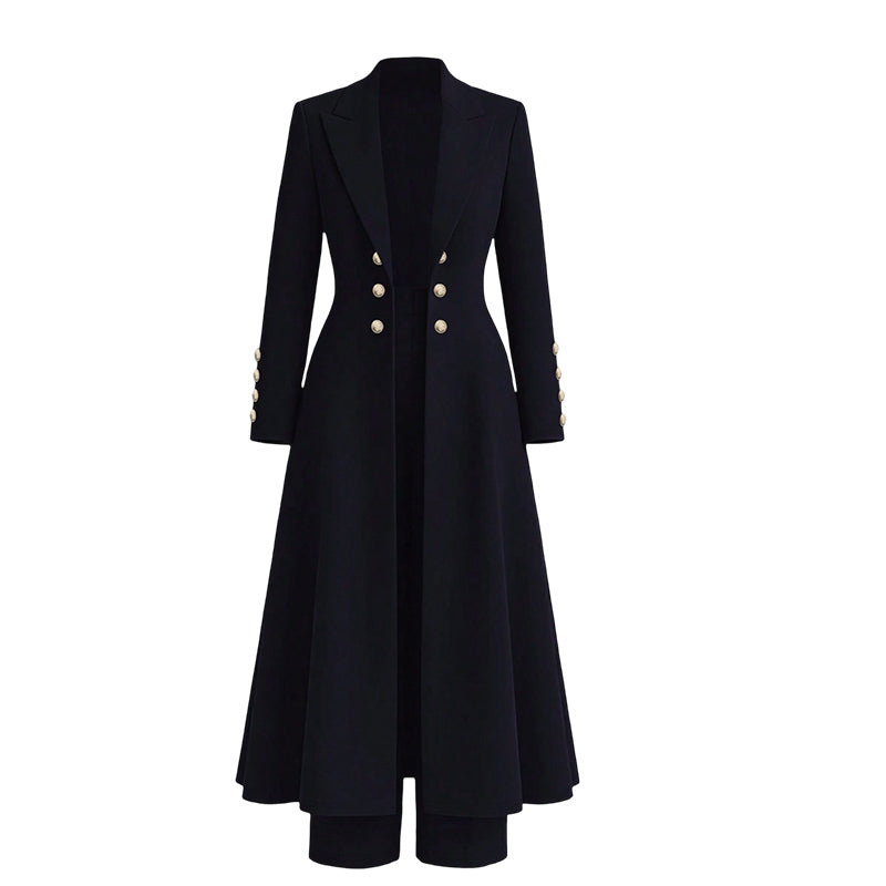 ✨ Women's Double-Breasted Long Knit Coat & Straight-Leg Pants Set – Flattering Tailored Silhouette, Chic Gold-Tone Buttons & Sophisticated Style for Effortless Fall & Winter Outfits! 💕