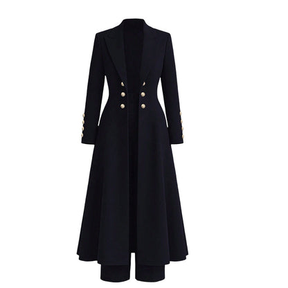 ✨ Women's Double-Breasted Long Knit Coat & Straight-Leg Pants Set – Flattering Tailored Silhouette, Chic Gold-Tone Buttons & Sophisticated Style for Effortless Fall & Winter Outfits! 💕
