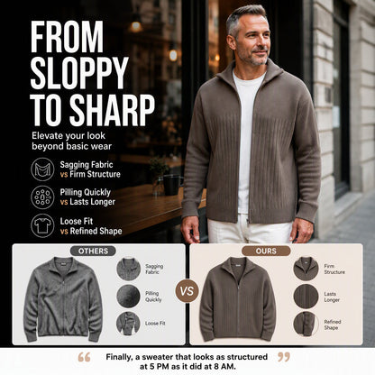 🧥Men's Full-Zip Ribbed Knit Cardigan Sweater