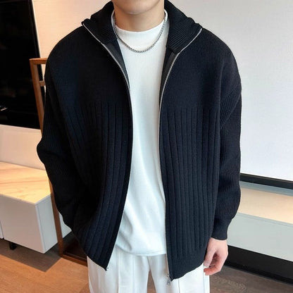🧥Men's Full-Zip Ribbed Knit Cardigan Sweater