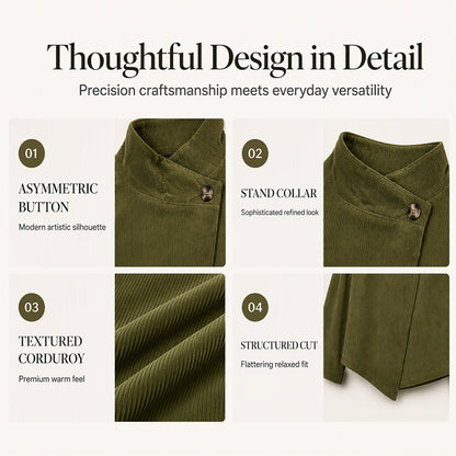 Women's Casual Corduroy Asymmetric Jacket