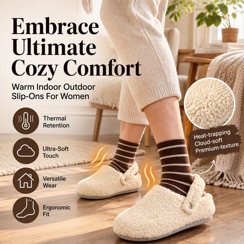 Women's Closed-Toe Faux Shearling Slippers